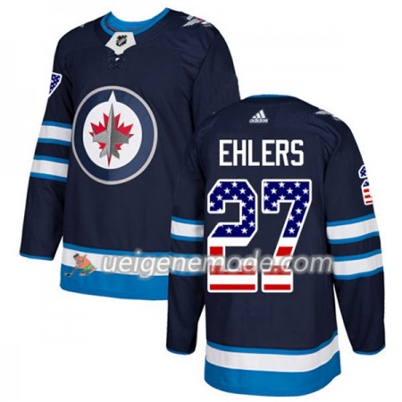 Herren Eishockey Winnipeg Jets Trikot Nikolaj Ehlers 27 Adidas 2017-2018 Marineblau USA Flag Fashion Authentic